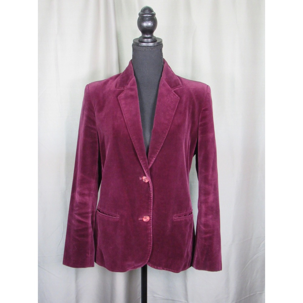 Vintage Sears The Fashion Place Burgundy Velvet Blazer Jacket Style 5602 Size 12